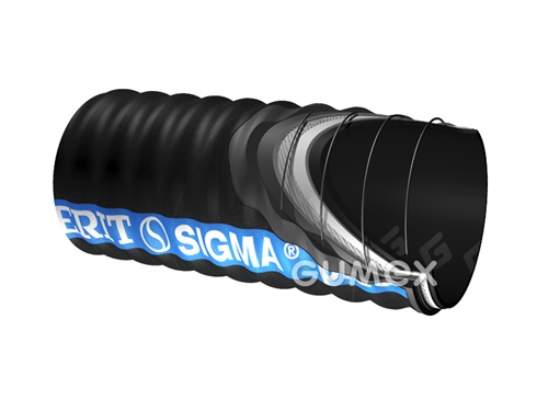 Hadice SIGMA®plus FS 3320 pro pneumatický a hydraulický transport sypkých látek, 50,8/74,8mm, 10bar/-0,9bar, oděrnost 50mm3, NR-BR-SBR/EPDM-SBR, -35°C/+80°C, černá